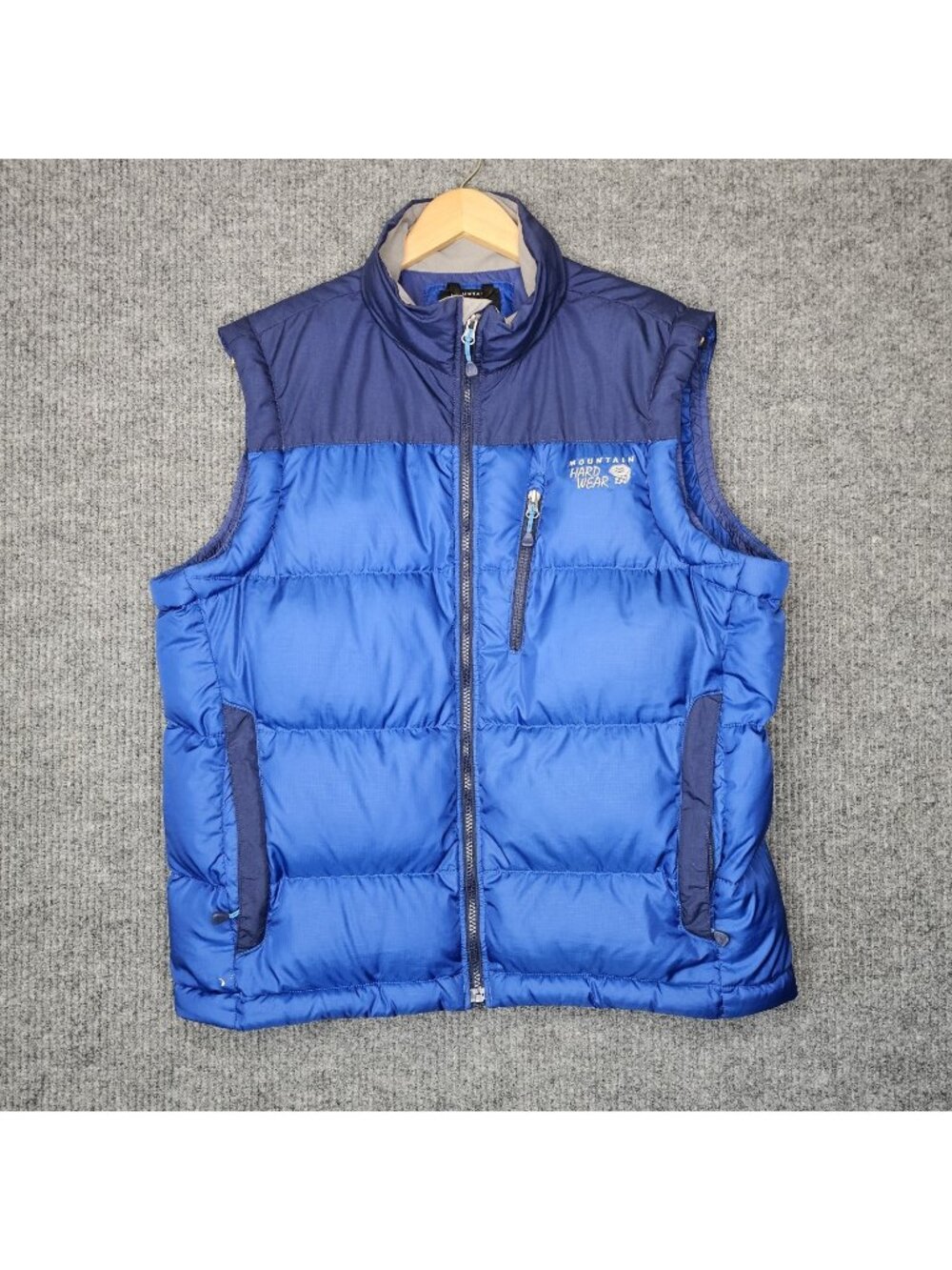 VTG Mountain Hardware Down Vest Mens Sz L Gorpcore Outdoors Blue Colorblock pack
